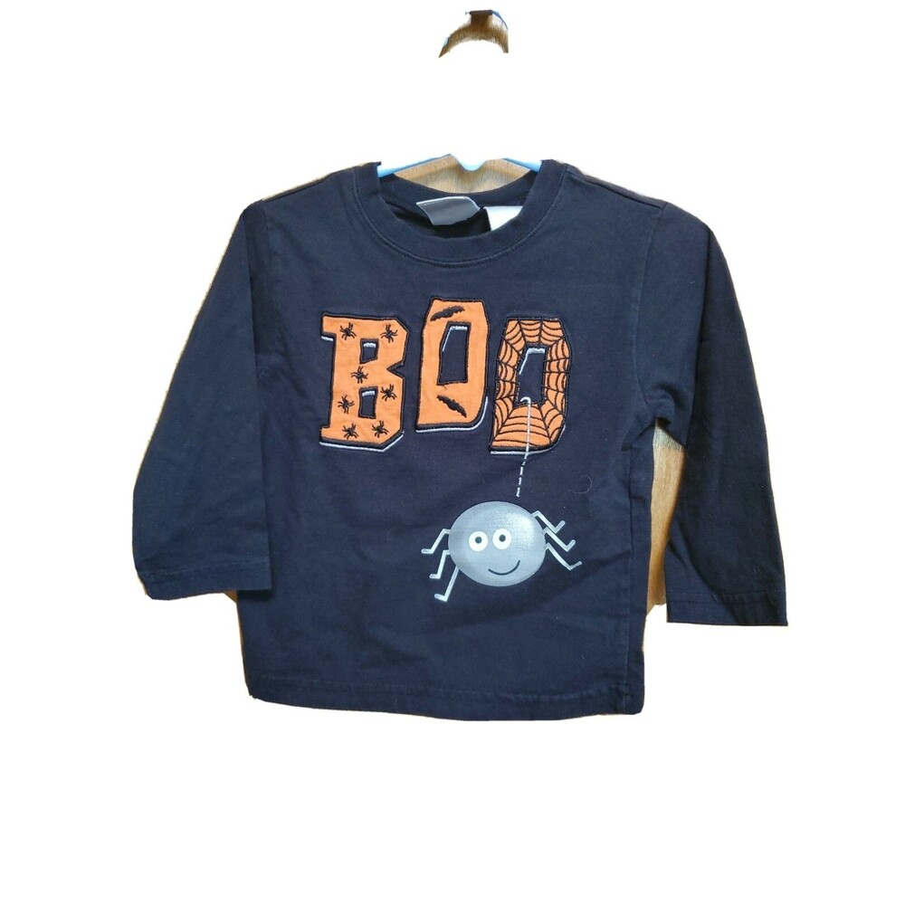 Unisex 18 months black BOO spider Halloween shirt